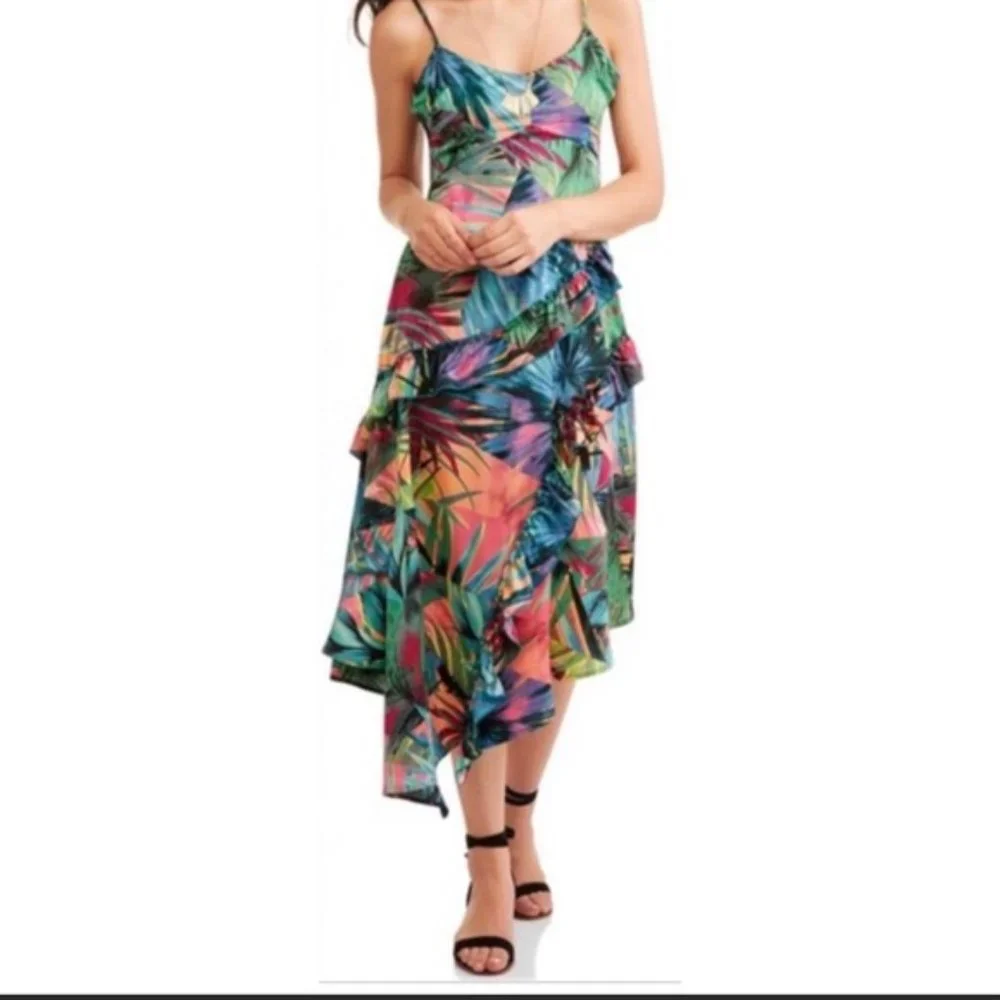 Romeo + Juliet Tropical Dress - Multi-Colored Print - M - NWT - Picture 1 of 7